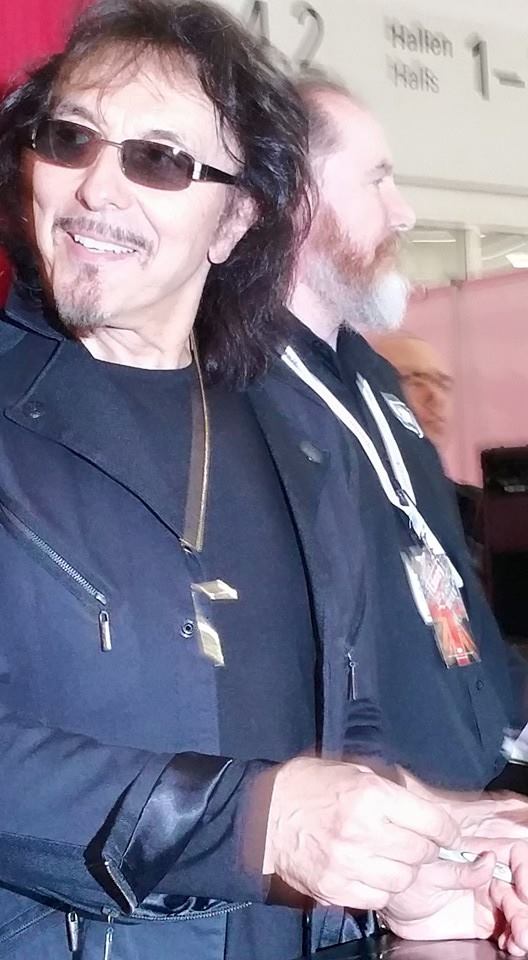 Tony at Frankfurt's Musik Messe, presenting his new Epiphone signatured SG and new Laney amp. By Lorraine Parker